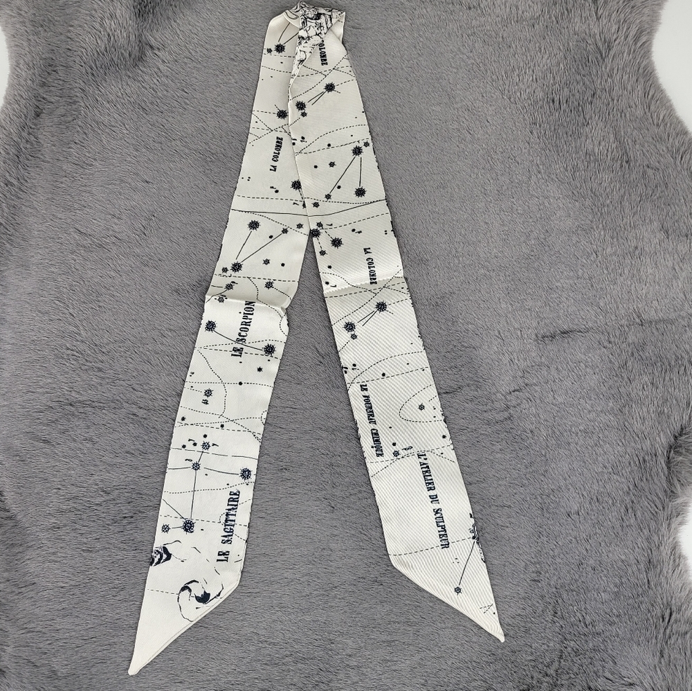 New Zodiac Signs Silk Skinny Scarf Twilly - Picture 4 of 7